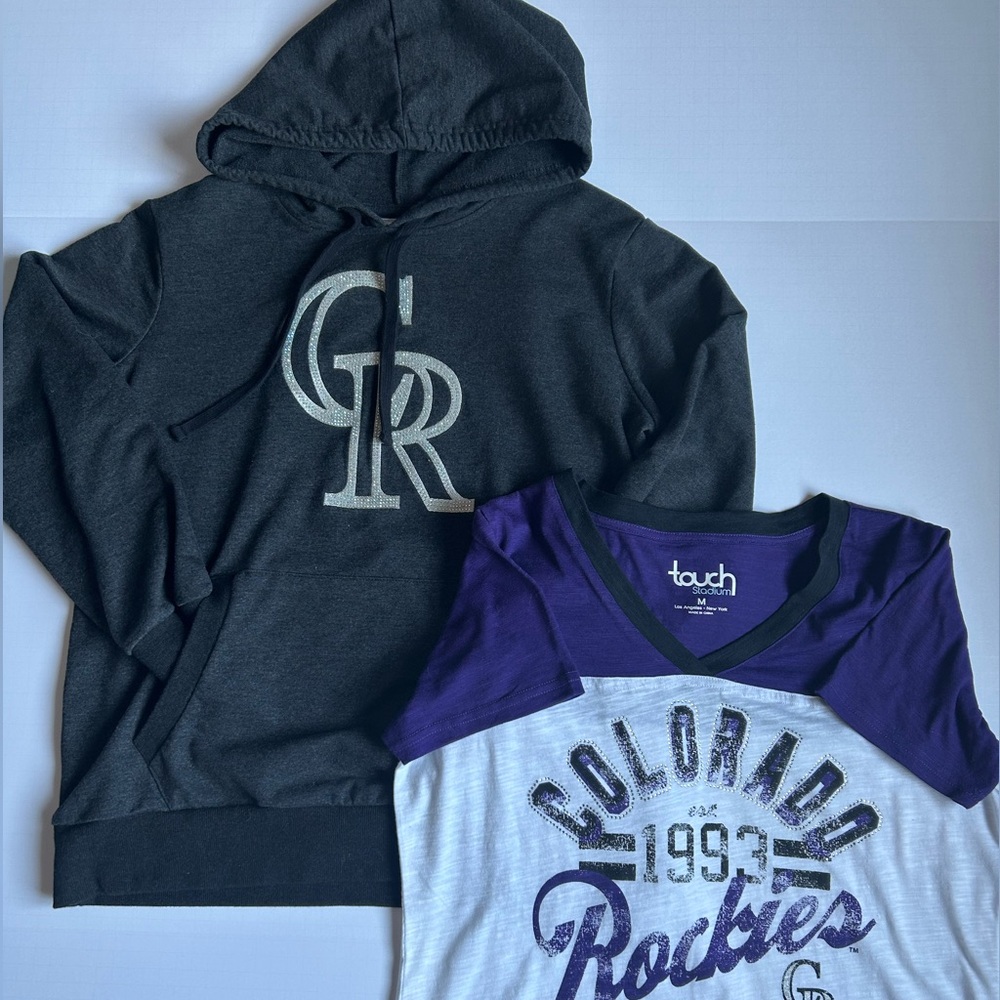 Women’s Colorado Rockies authentic sweatshirt and T-shirt. Never worn.